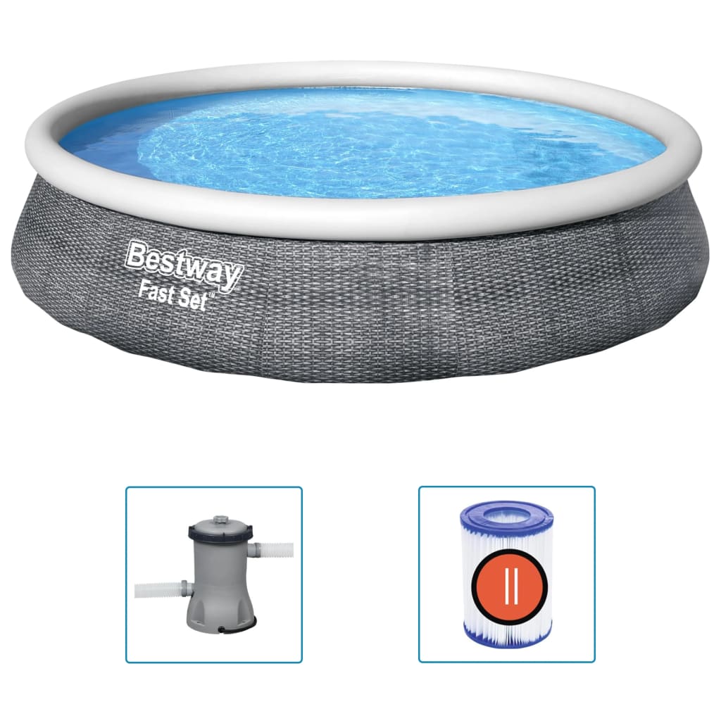 Bestway Set Piscina Gonfiabile Fast con Pompa 396x84 cm