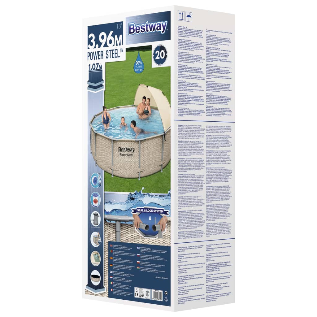 Set Piscina con Tettoia Power Steel 396x107 cm
