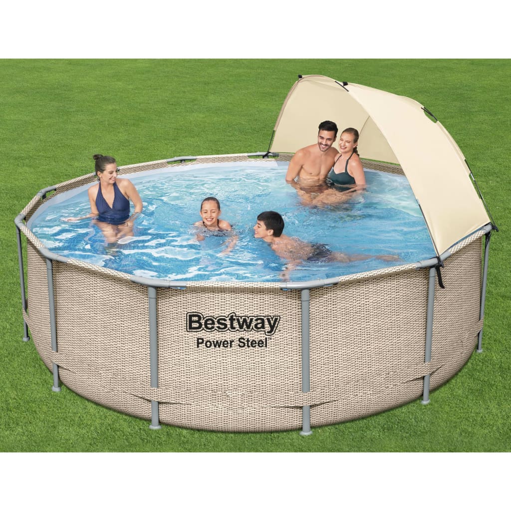 Set Piscina con Tettoia Power Steel 396x107 cm