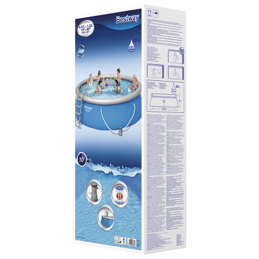 Bestway Set per Piscina Gonfiabile Fast Set Rotonda 457x122 cm