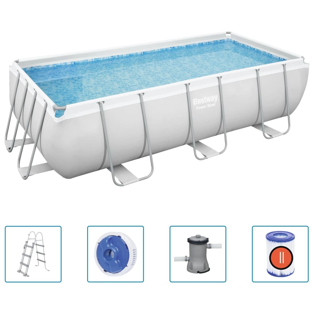 Power Steel Set Piscina Rettangolare 404x201x100 cm