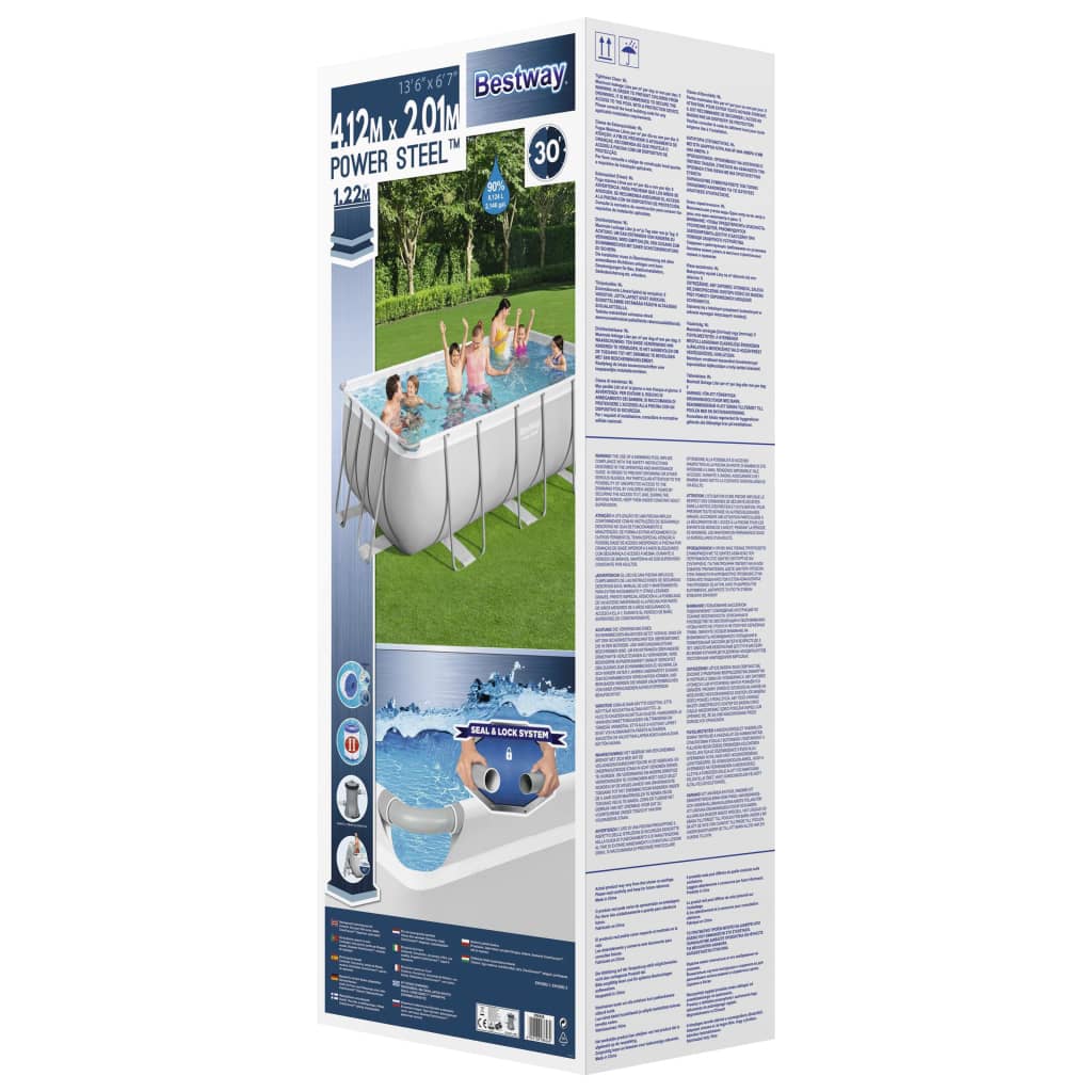Set Piscina Power Steel Rettangolare 412x201x122 cm