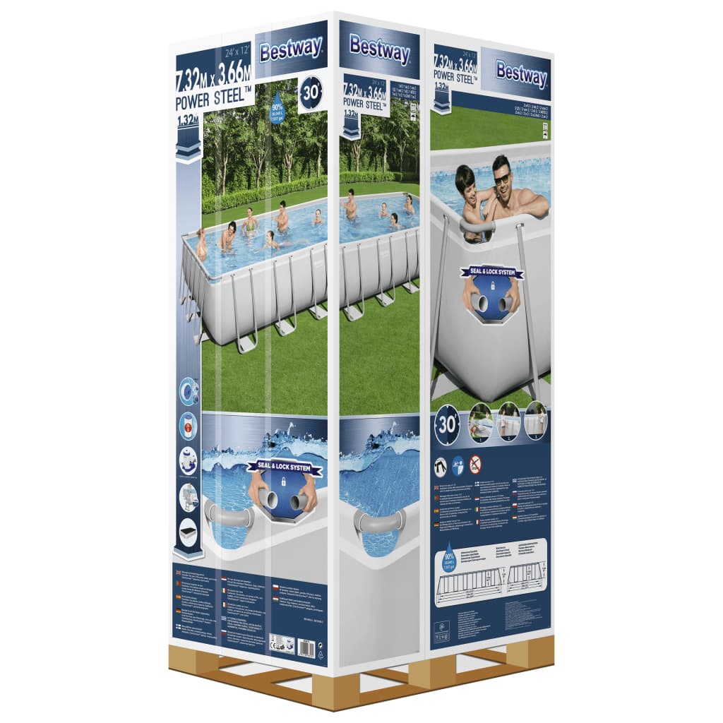 Power Steel Piscina Rettangolare 732x366x132 cm