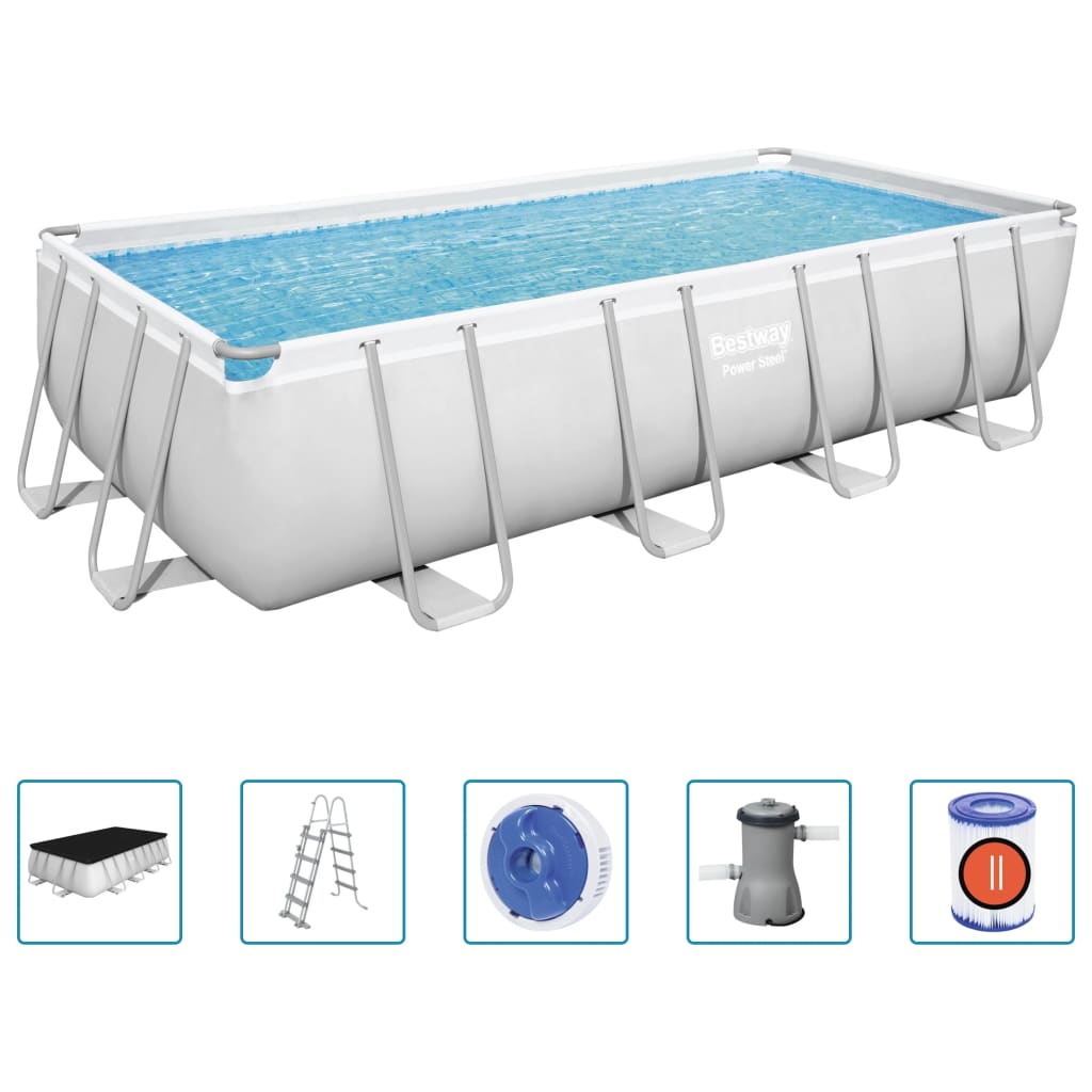 Power Steel Set Piscina Rettangolare 488x244x122 cm