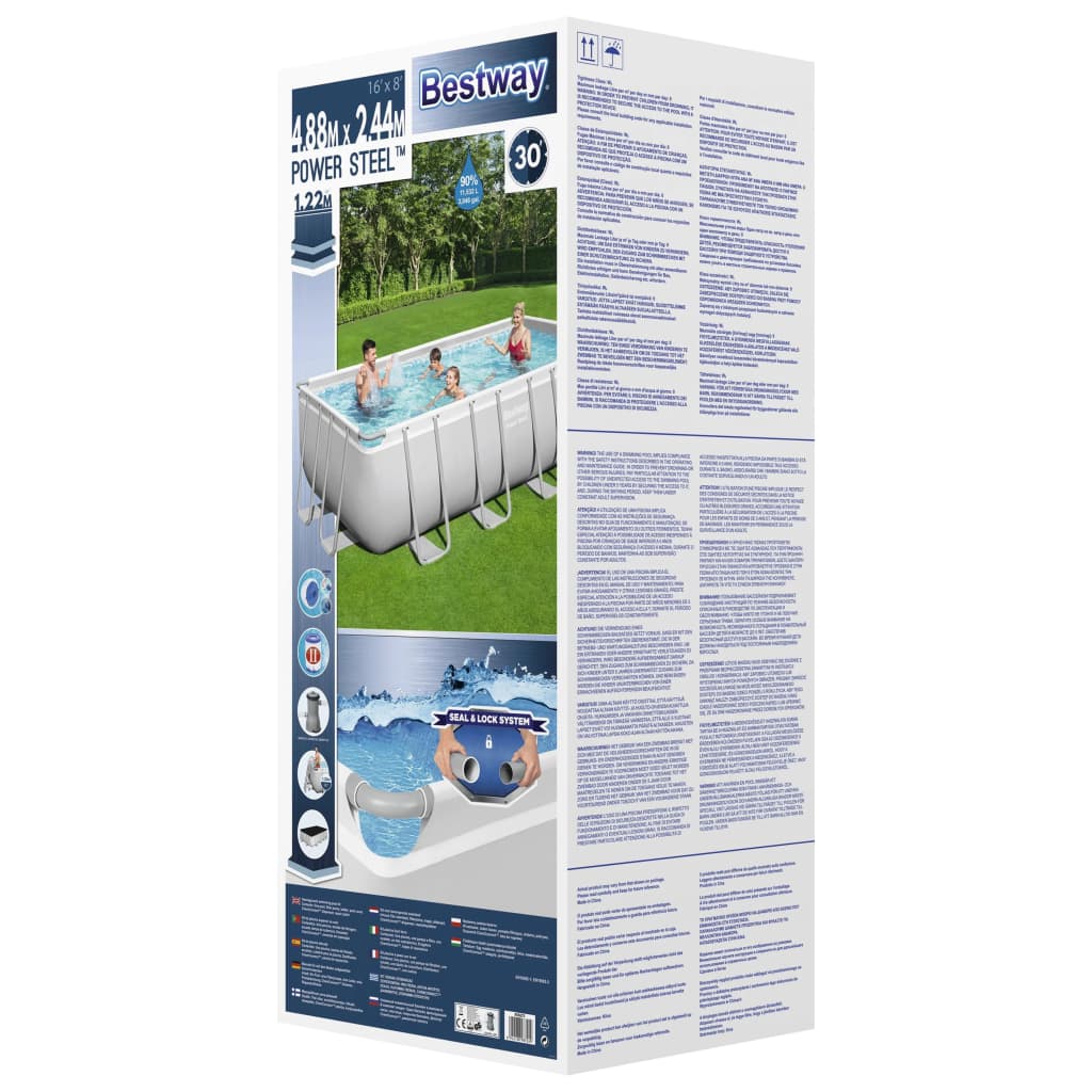 Power Steel Set Piscina Rettangolare 488x244x122 cm
