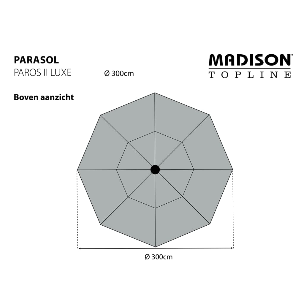 Madison Ombrellone da Giardino Paros II Luxe 300 cm Grigio Chiaro