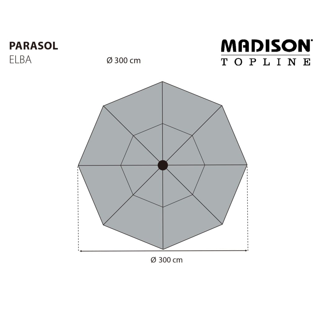 Madison Ombrellone da Giardino Elba 300 cm Grigio