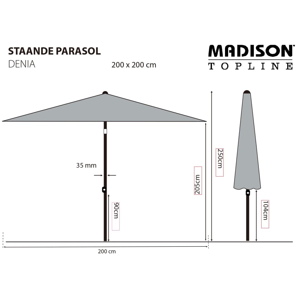 Madison Ombrellone da Giardino Denia 200x200 cm Verde