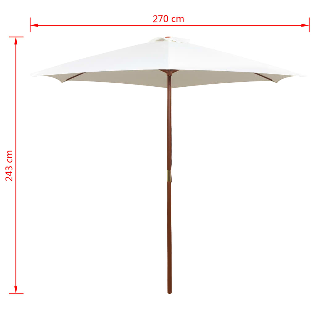 Ombrellone 270x270 cm Palo in Legno Bianco Crema