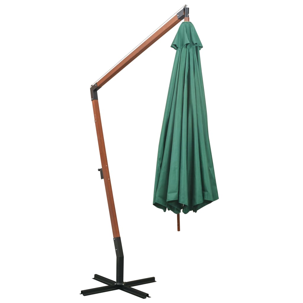 Ombrellone Pensile 350 cm Palo in Legno Verde