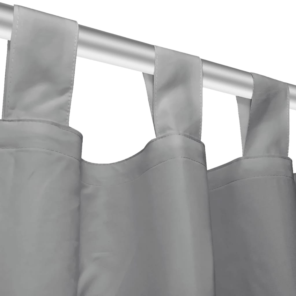 2 Pz Tende in Micro Raso con Passanti 140x225 cm Grigie
