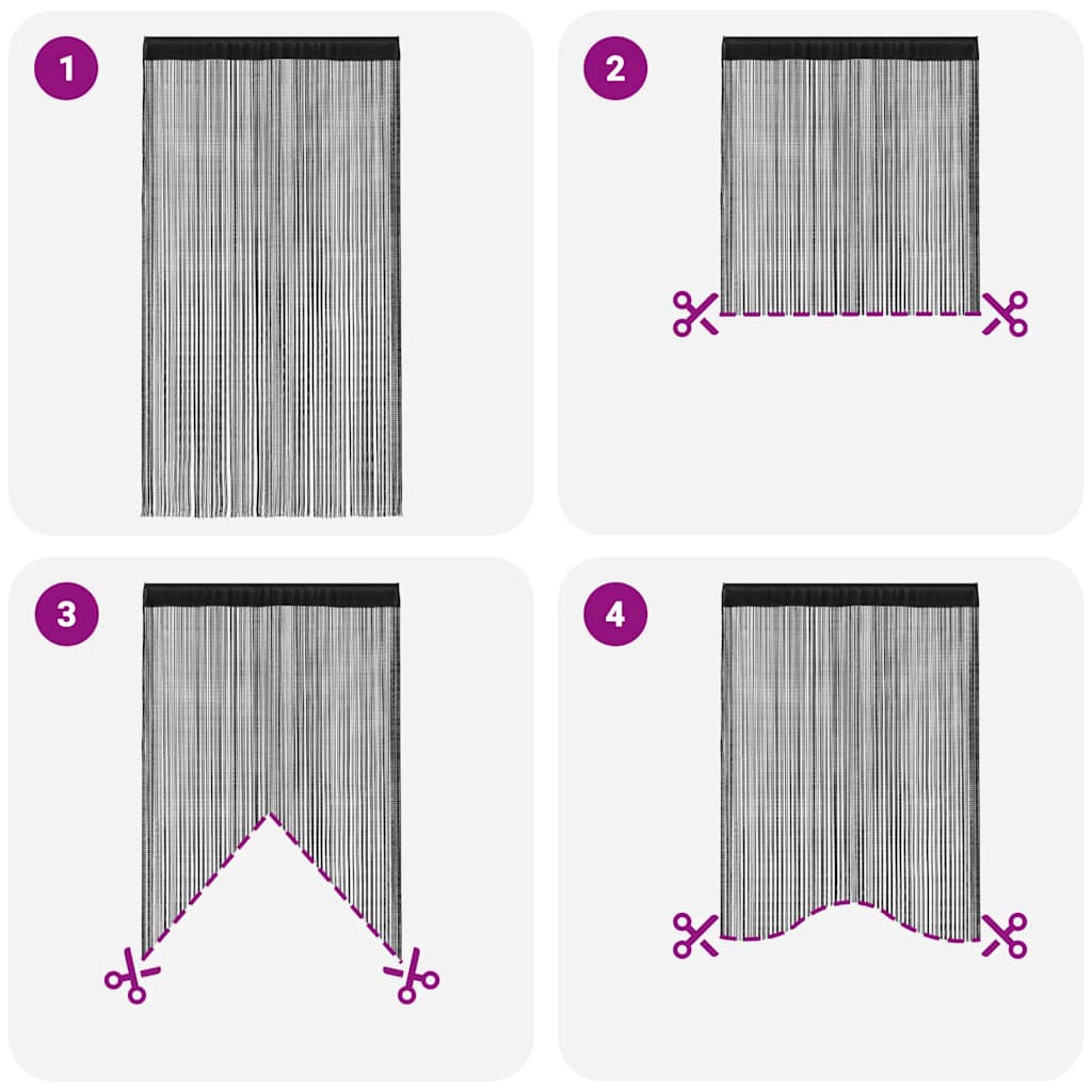 2 Pz Tende a Fili 100x250 cm Nere