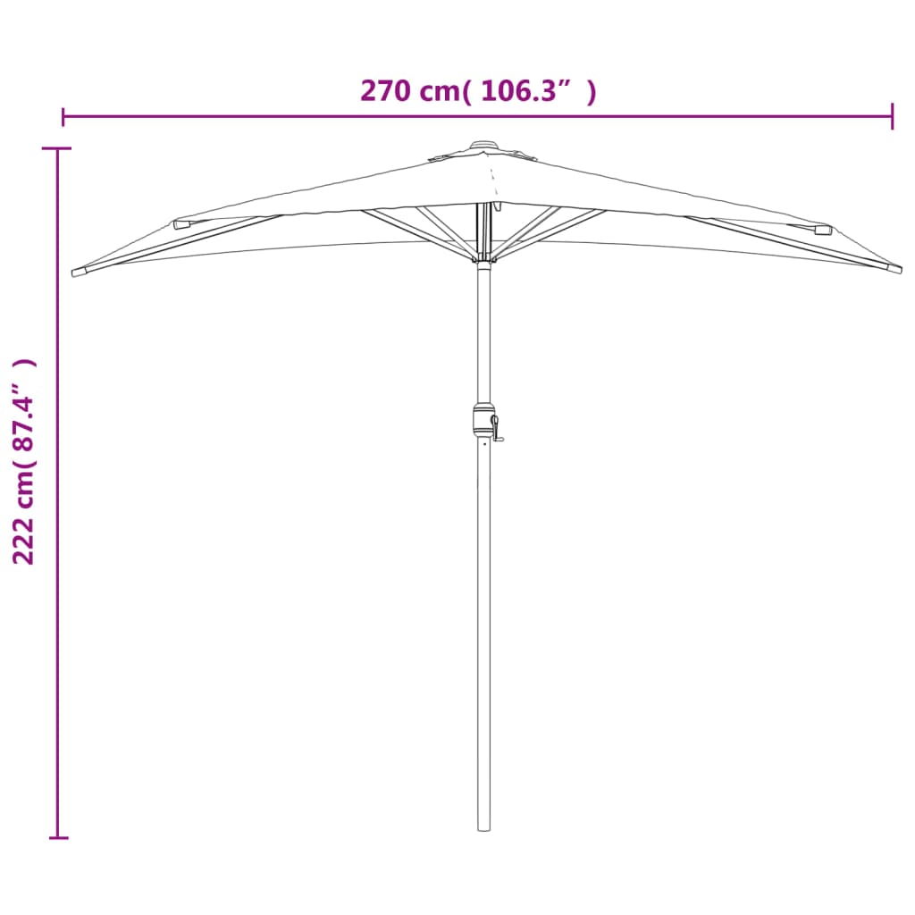 Ombrellone Balcone Palo Alluminio Antracite 270x144 cm a Metà