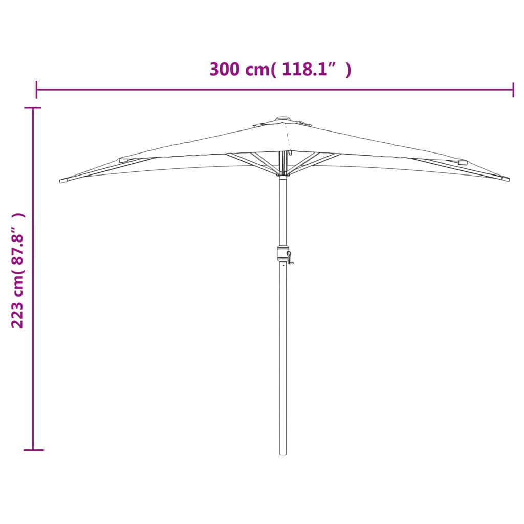 Ombrellone da Balcone Palo in Alluminio Sabbia 300x155cm a Metà