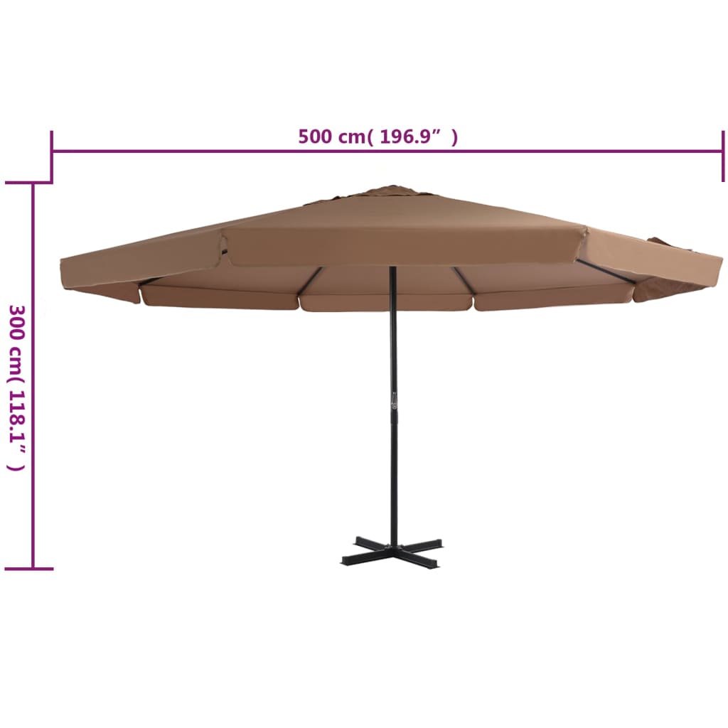 Ombrellone da Esterni con Palo in Alluminio 500 cm Grigio Talpa