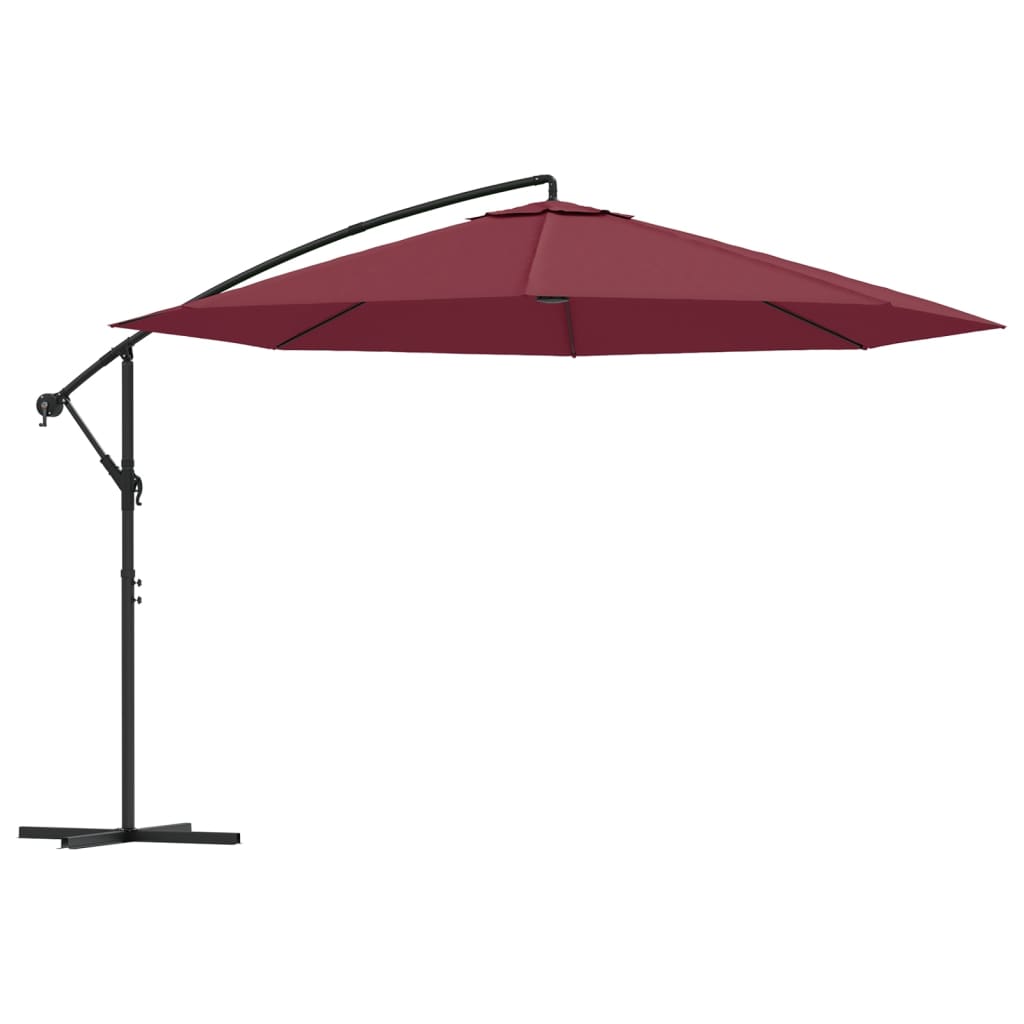 Ombrellone a Sbalzo Palo in Alluminio 350 cm Rosso Bordeaux