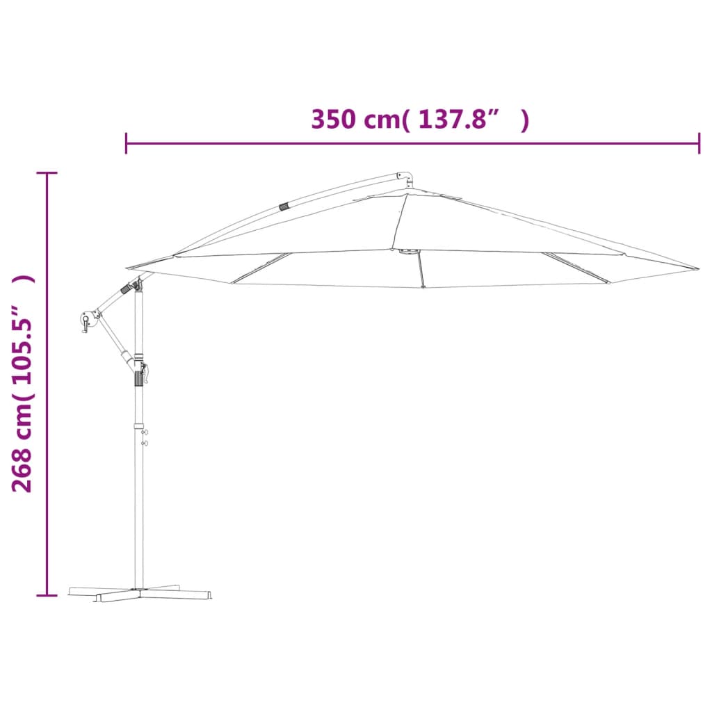 Ombrellone a Sbalzo Palo in Alluminio 350 cm Rosso Bordeaux