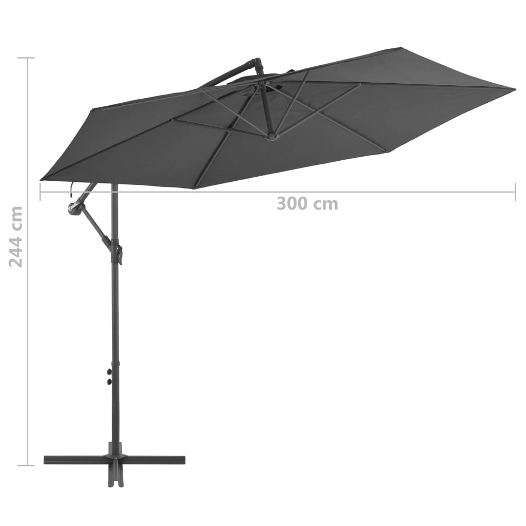 Ombrellone a Sbalzo Palo in Alluminio 300 cm Antracite