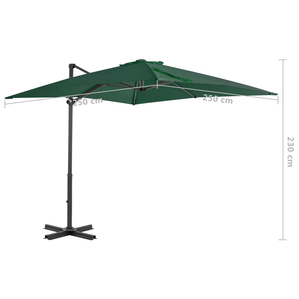 Ombrellone a Sbalzo con Palo in Alluminio 250x250 cm Verde