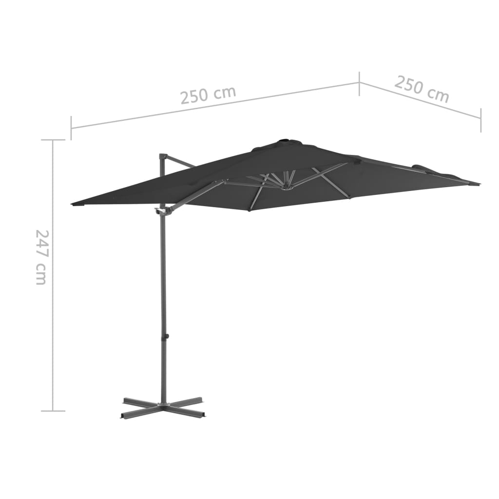 Ombrellone a Sbalzo con Palo in Acciaio 250x250 cm Antracite