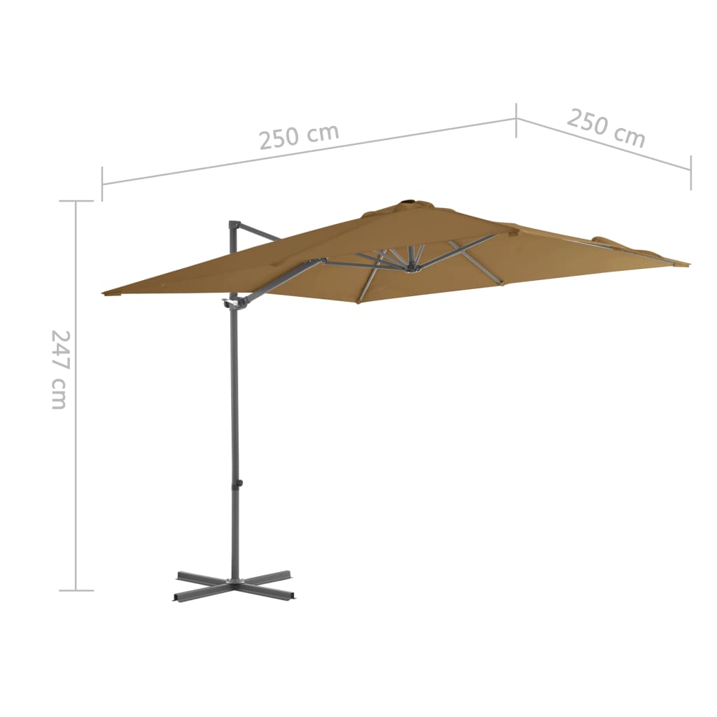 Ombrellone a Sbalzo con Palo in Acciaio 250x250 cm Tortora