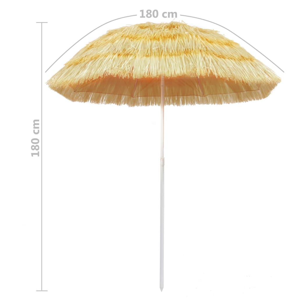 Ombrellone da Spiaggia Naturale 180 cm in Stile Hawaiano