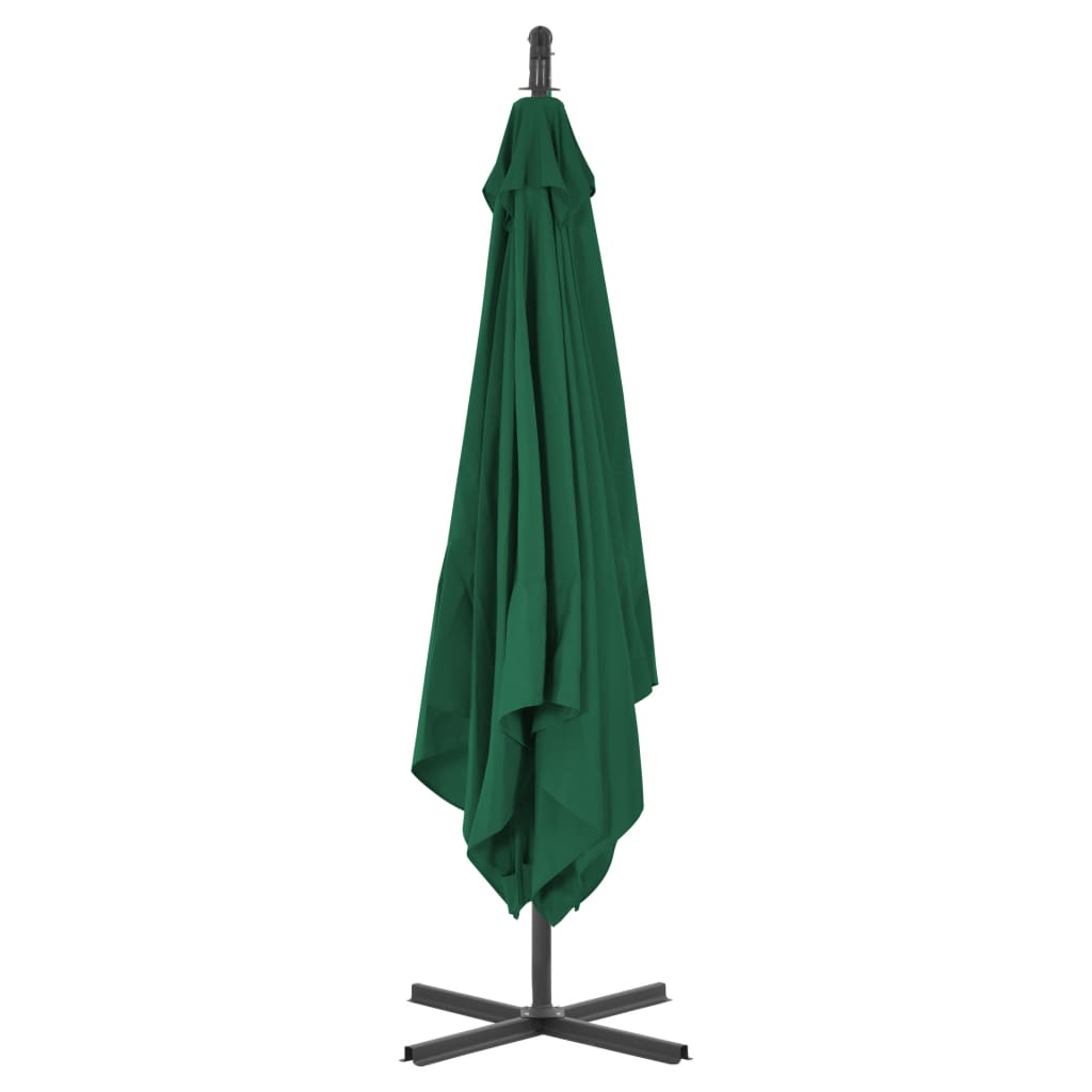 Ombrellone a Sbalzo con Palo in Acciaio 250x250 cm Verde