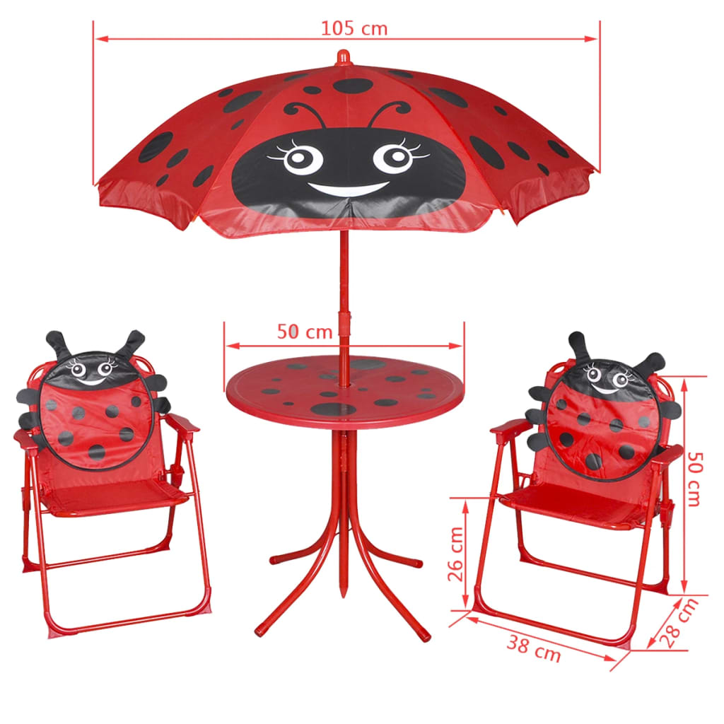 Set da Bistrot da Giardino per Bambini con Ombrellone Rosso