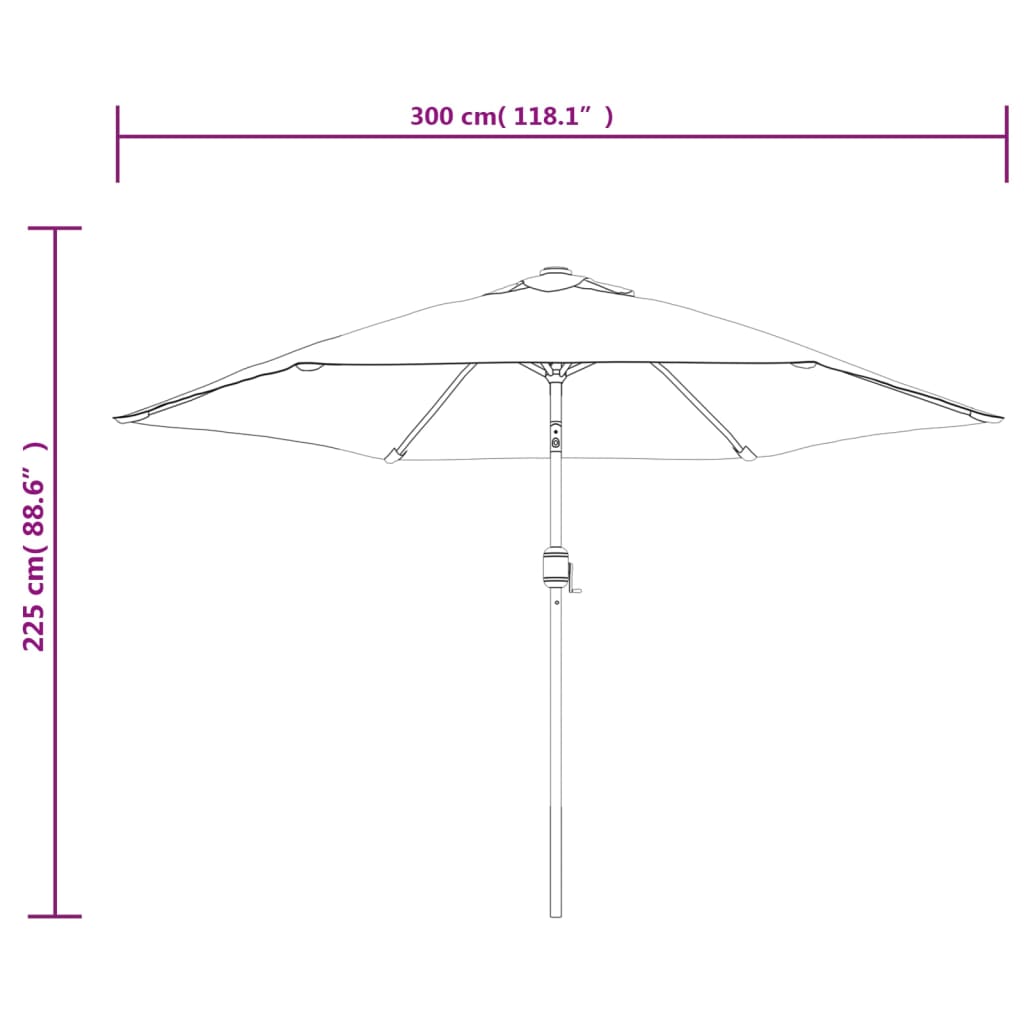 vidaXL Ombrellone a Sbalzo da Giardino con LED 3 m Verde