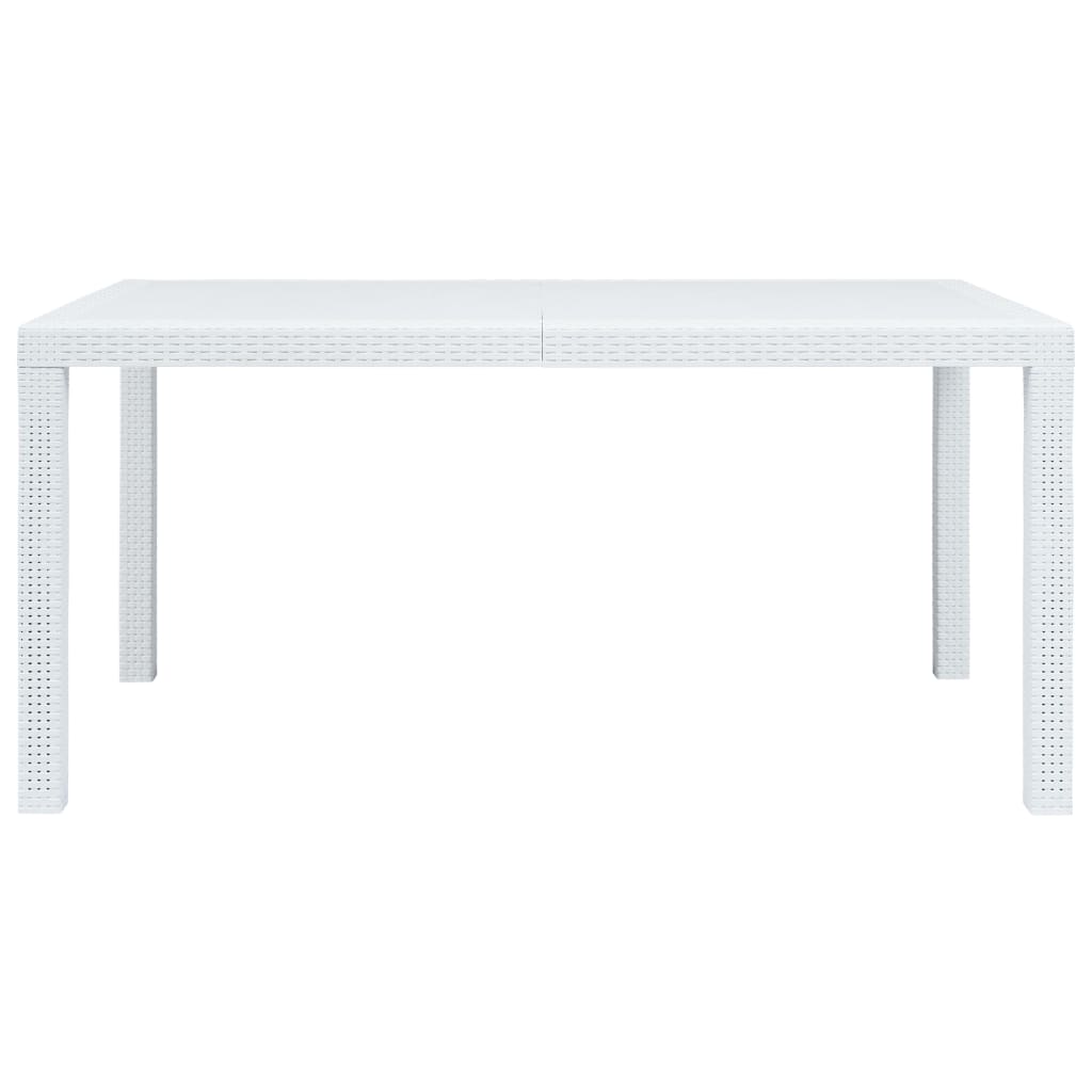 Set Pranzo da Giardino 7 pz in Plastica Stile Rattan Bianco