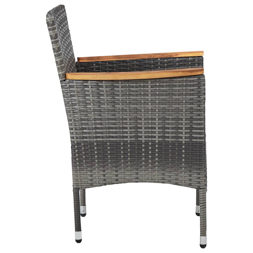 Sedie da Pranzo per Giardino 2 pz in Polyrattan Grigio