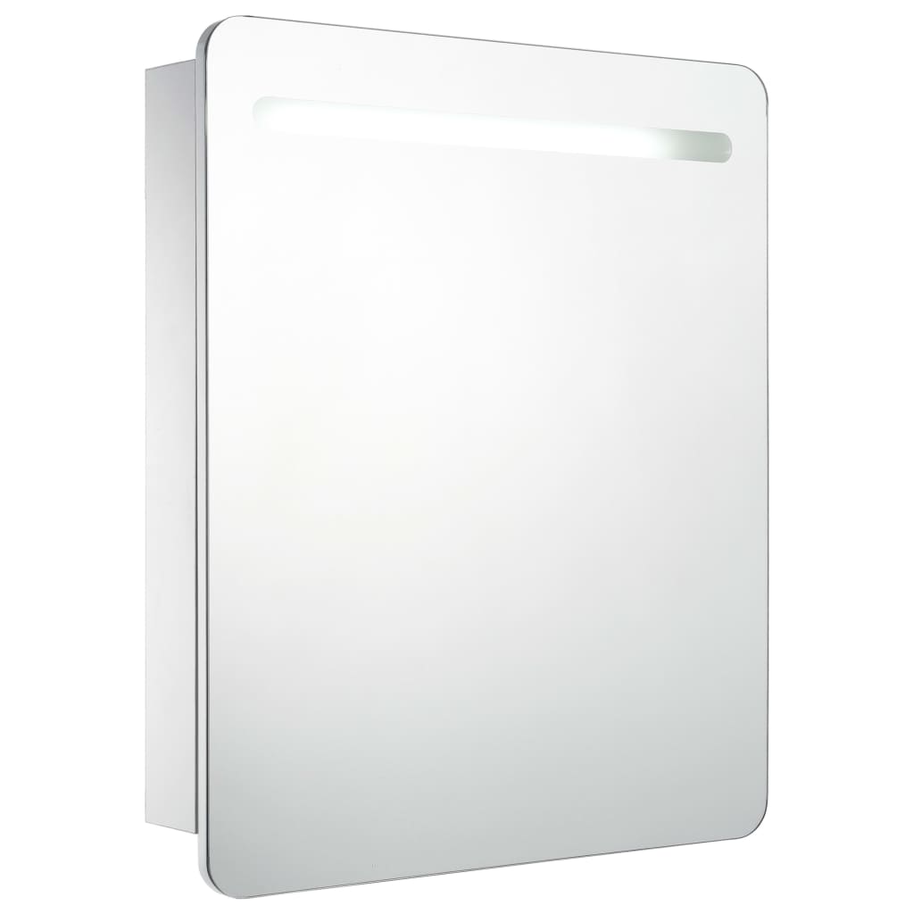 Armadietto Bagno con Specchio e LED 68x9x80 cm