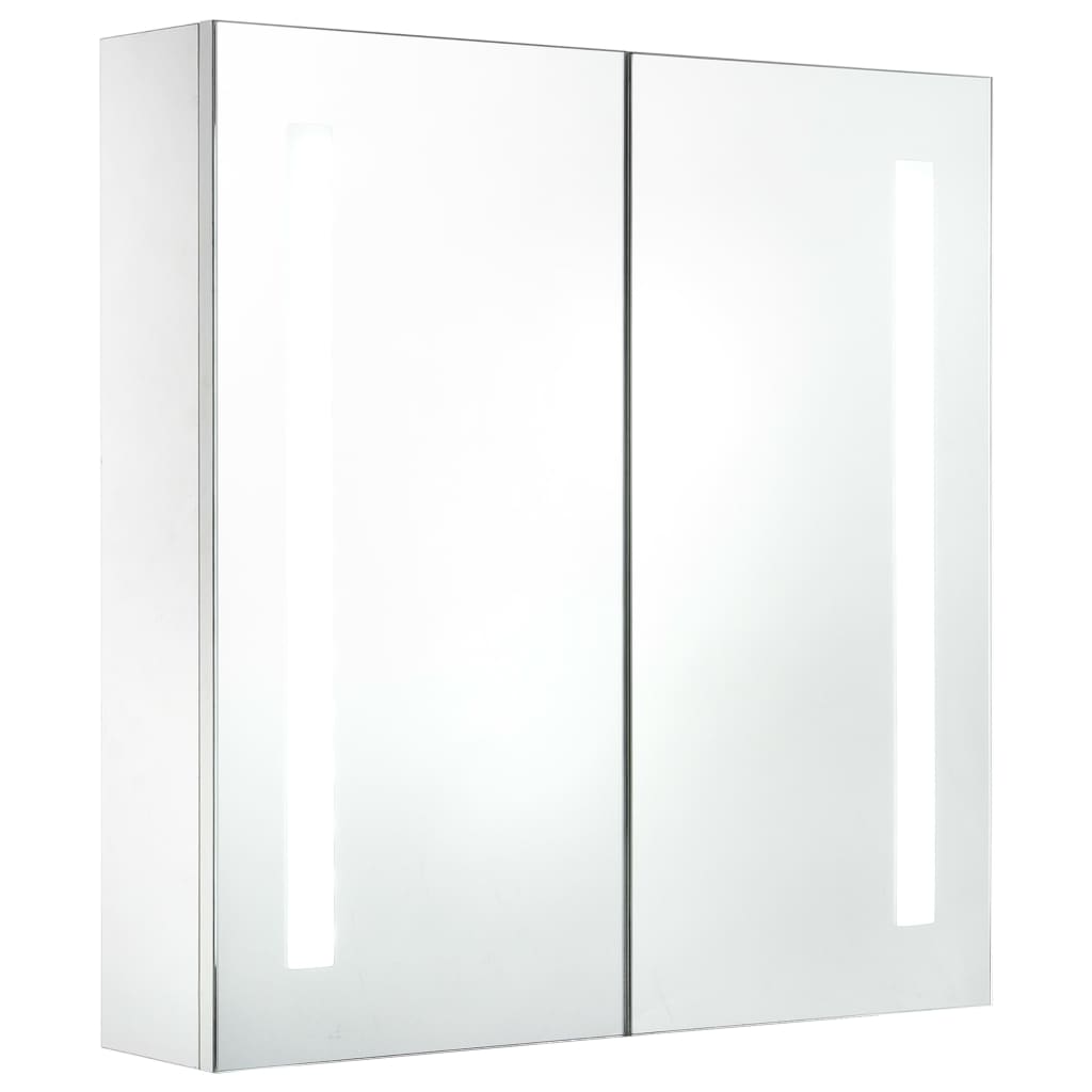 Armadietto Bagno con Specchio e LED 60x14x62 cm