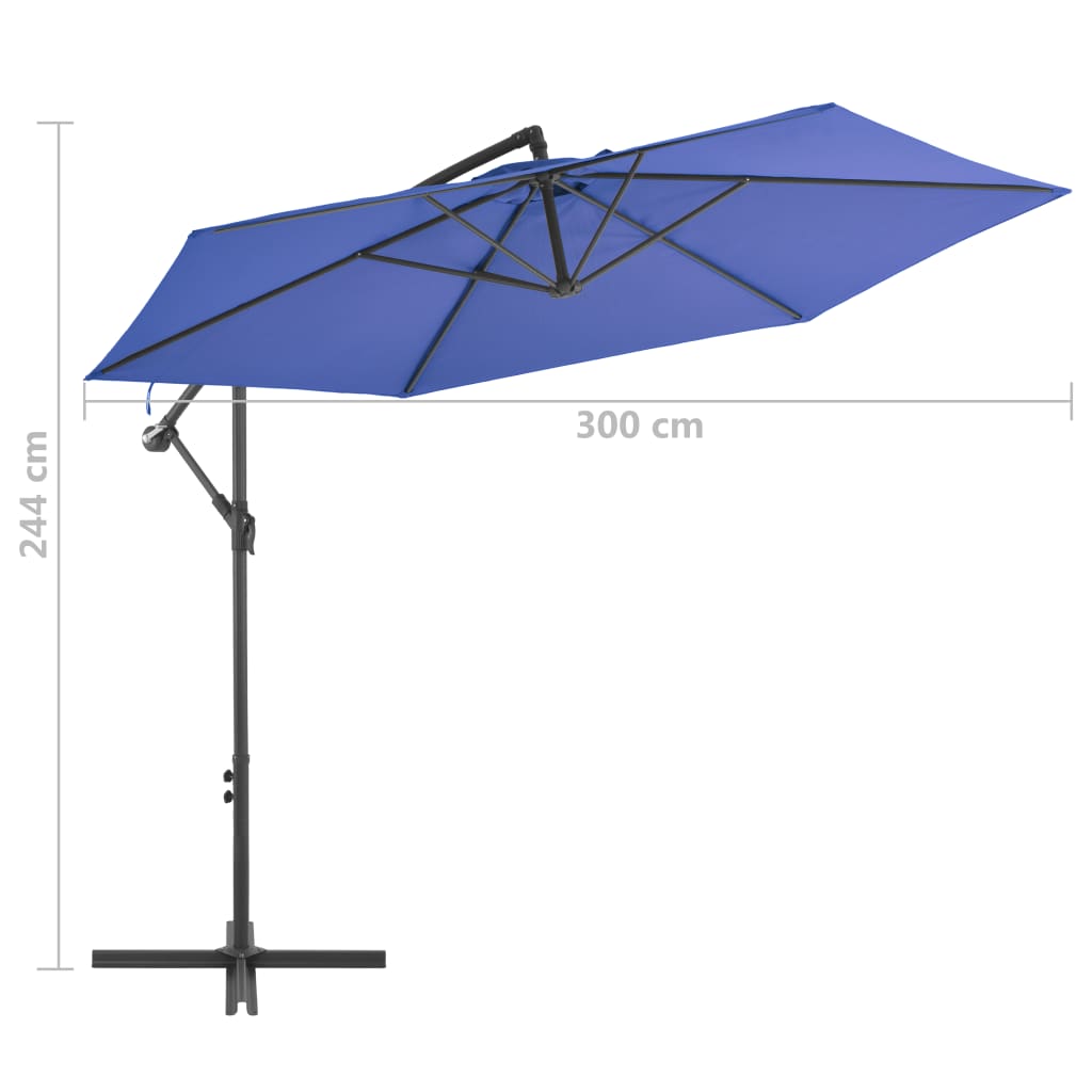 Ombrellone a Sbalzo Palo in Alluminio 300 cm Blu