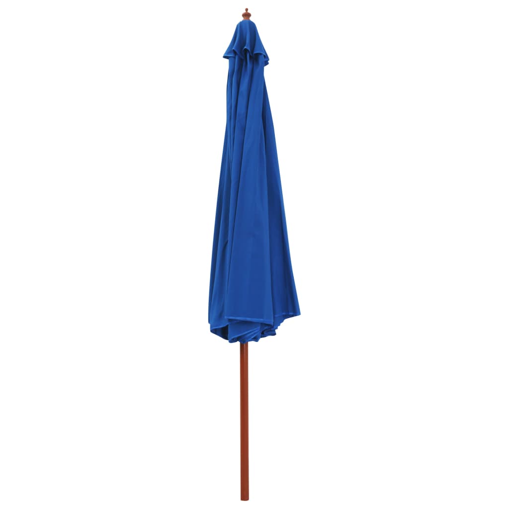 Ombrellone da Esterni con Palo in Legno 350 cm Blu