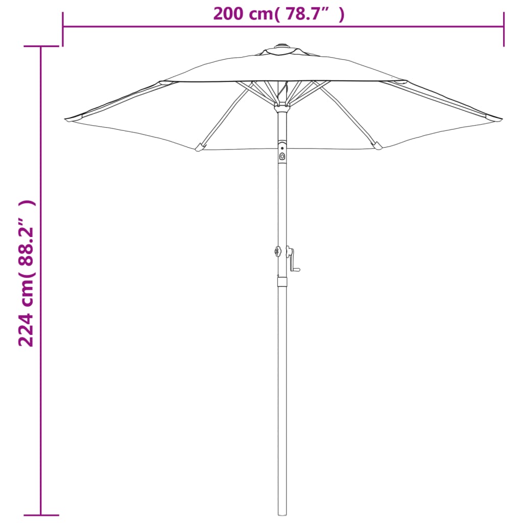 Ombrellone Bianco Sabbia 200x224 cm in Alluminio