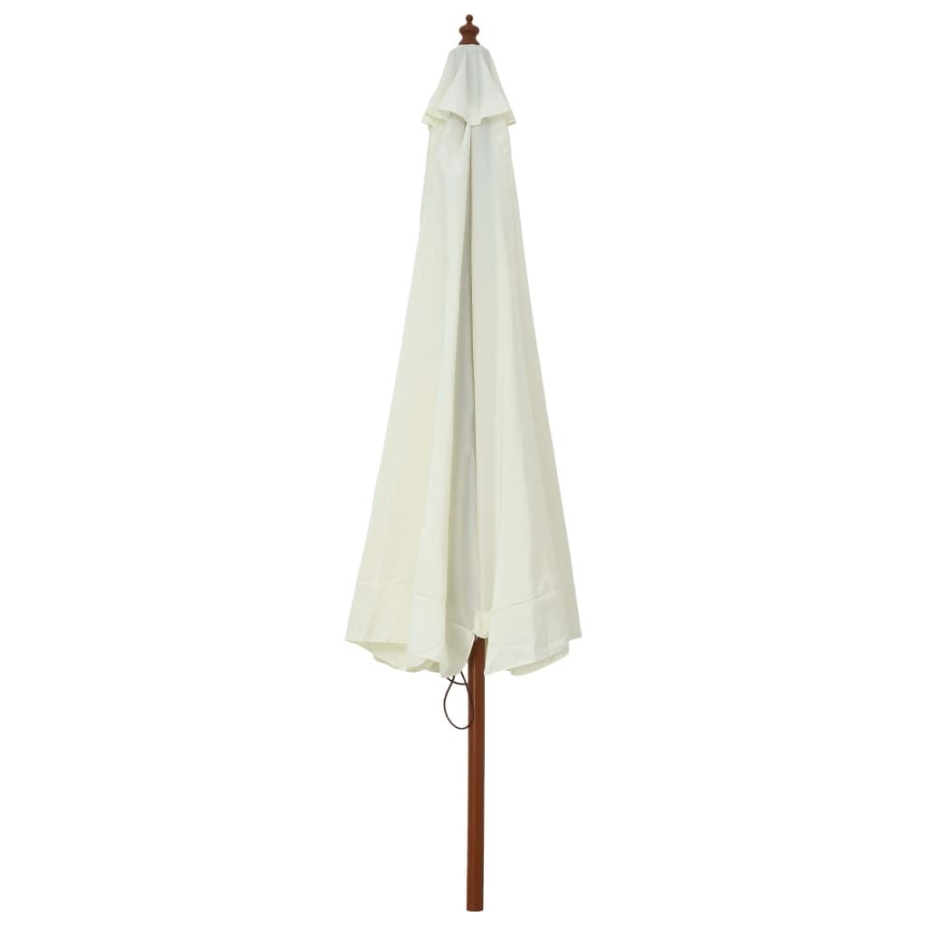 Ombrellone da Esterno con Palo in Legno 330 cm Bianco Sabbia