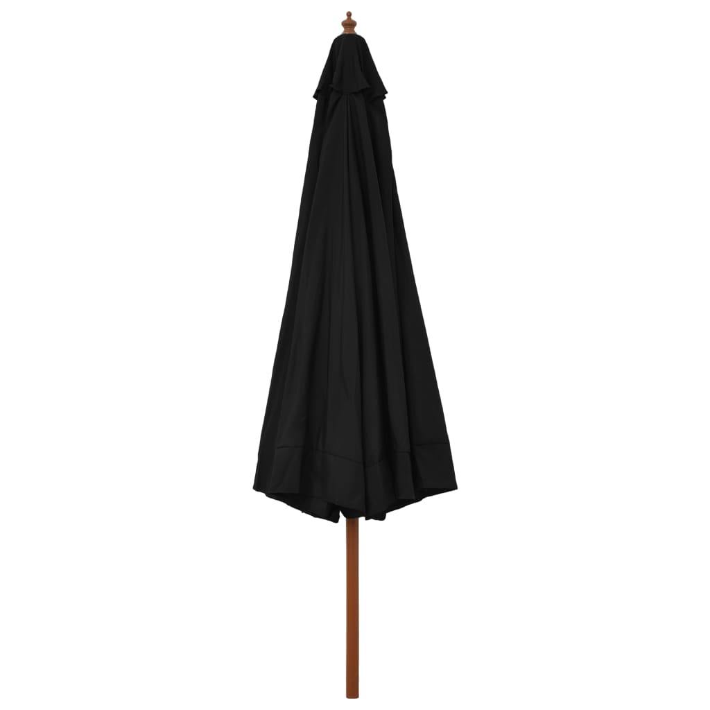 Ombrellone da Esterni con Palo in Legno 330 cm Nero