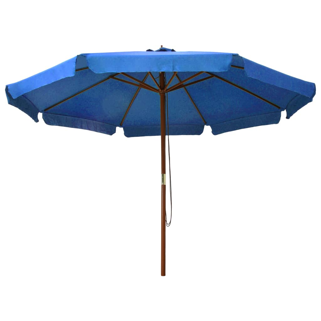 Ombrellone da Esterni con Palo in Legno 330 cm Azzurro