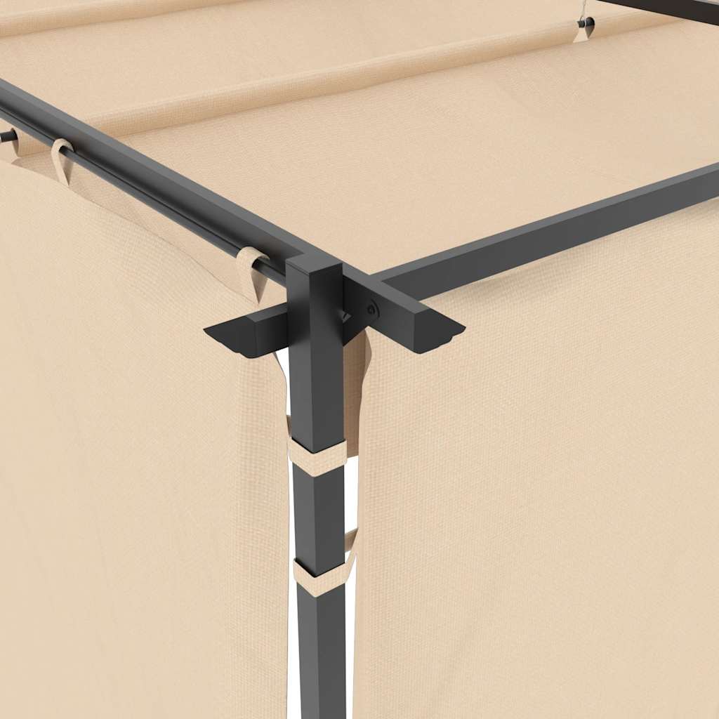 Gazebo con Tende 3x3 m Crema in Acciaio