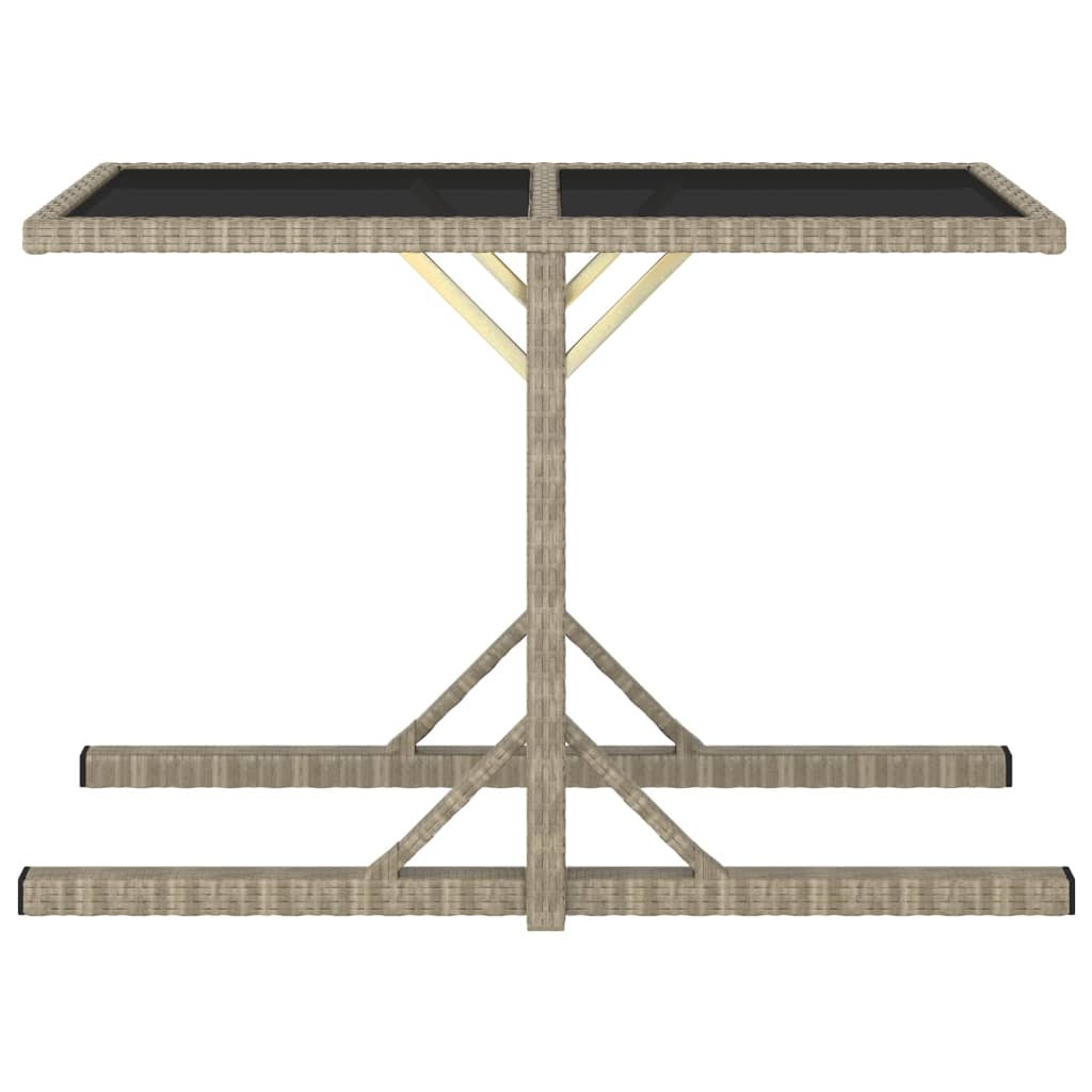 Tavolo da Giardino Beige 110x53x72 cm in Vetro e Polyrattan