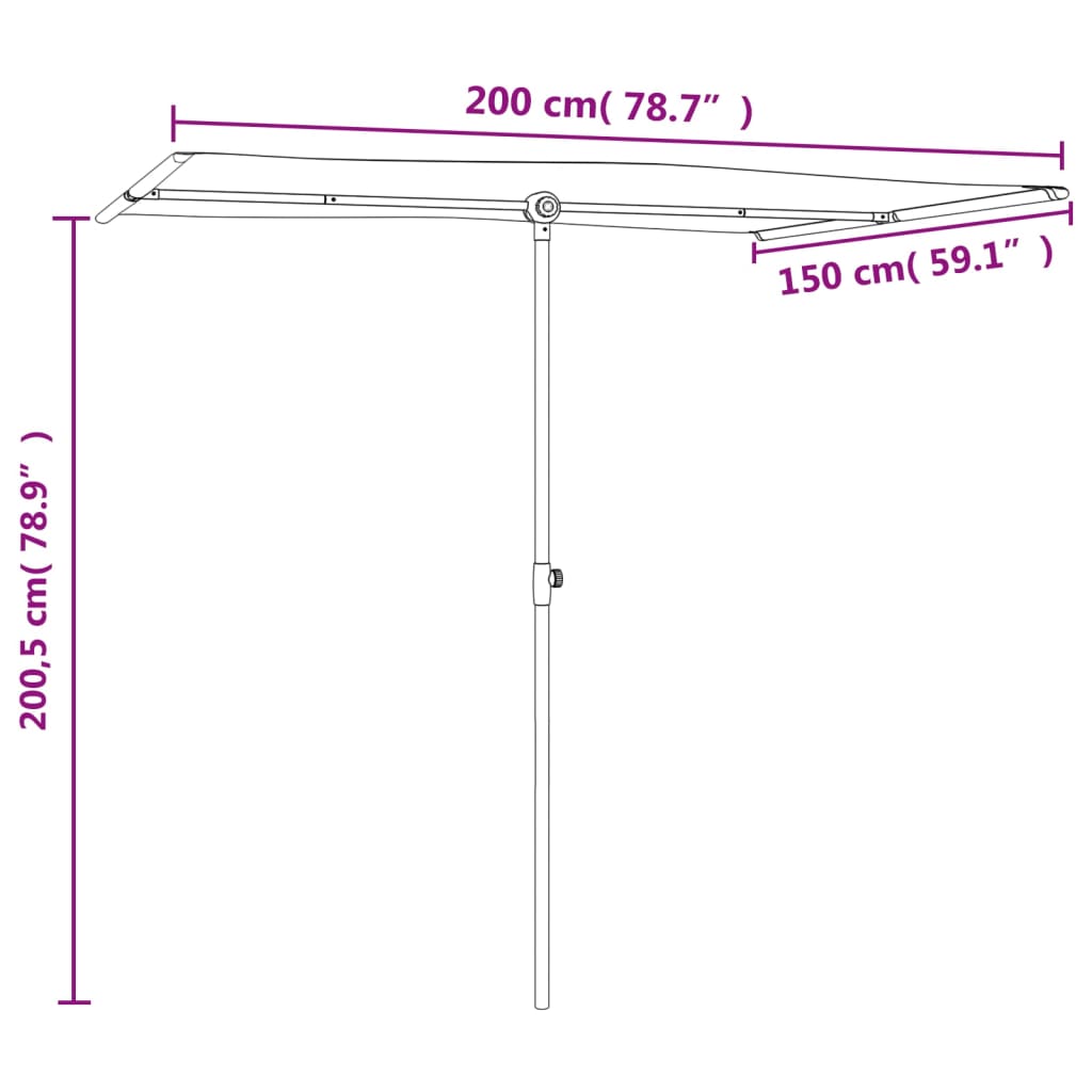 Ombrellone da Giardino con Palo in Alluminio 2x1,5 m Verde