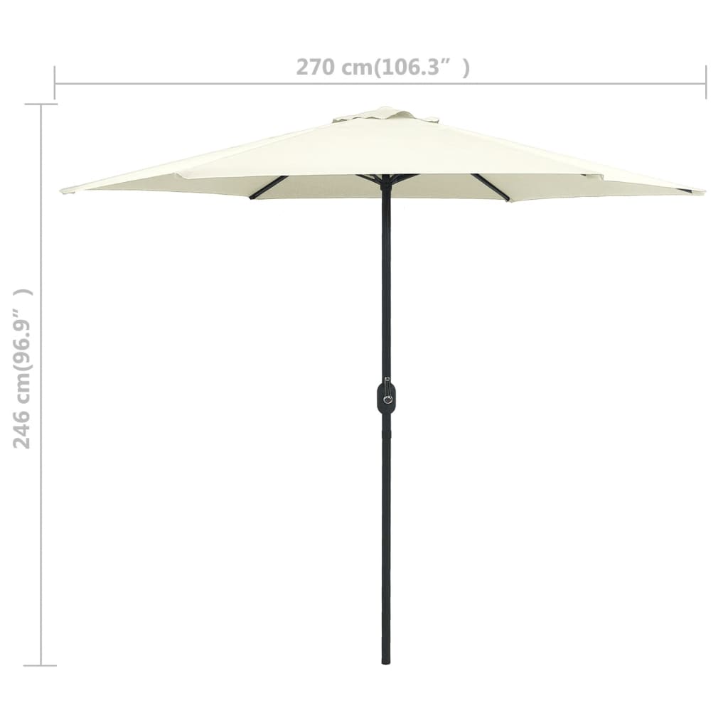 Ombrellone da Giardino Palo in Alluminio 270x246 cm Sabbia