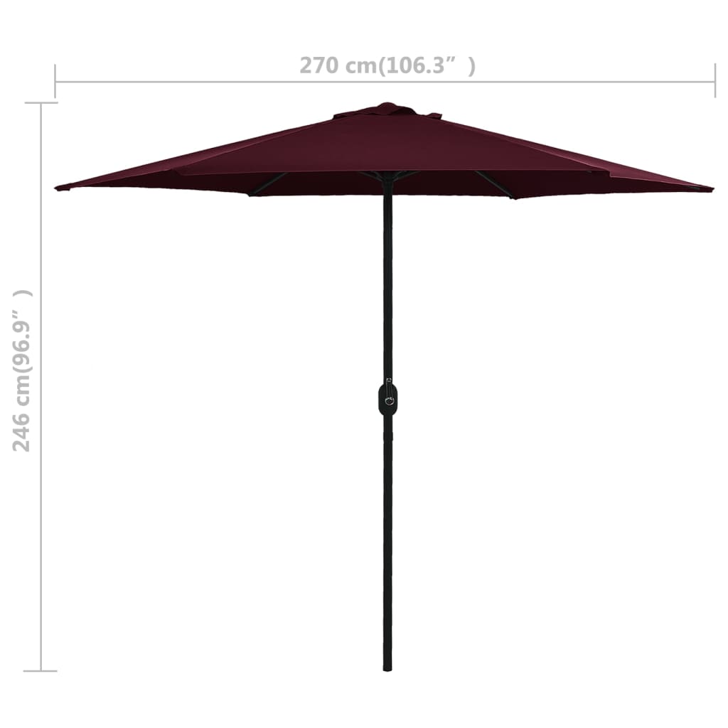 Ombrellone da Giardino con Palo in Alluminio 270x246 cm Bordò