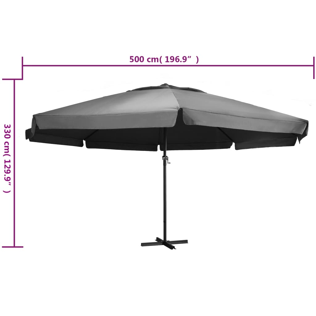 Ombrellone da Giardino Palo in Alluminio 600 cm Antracite