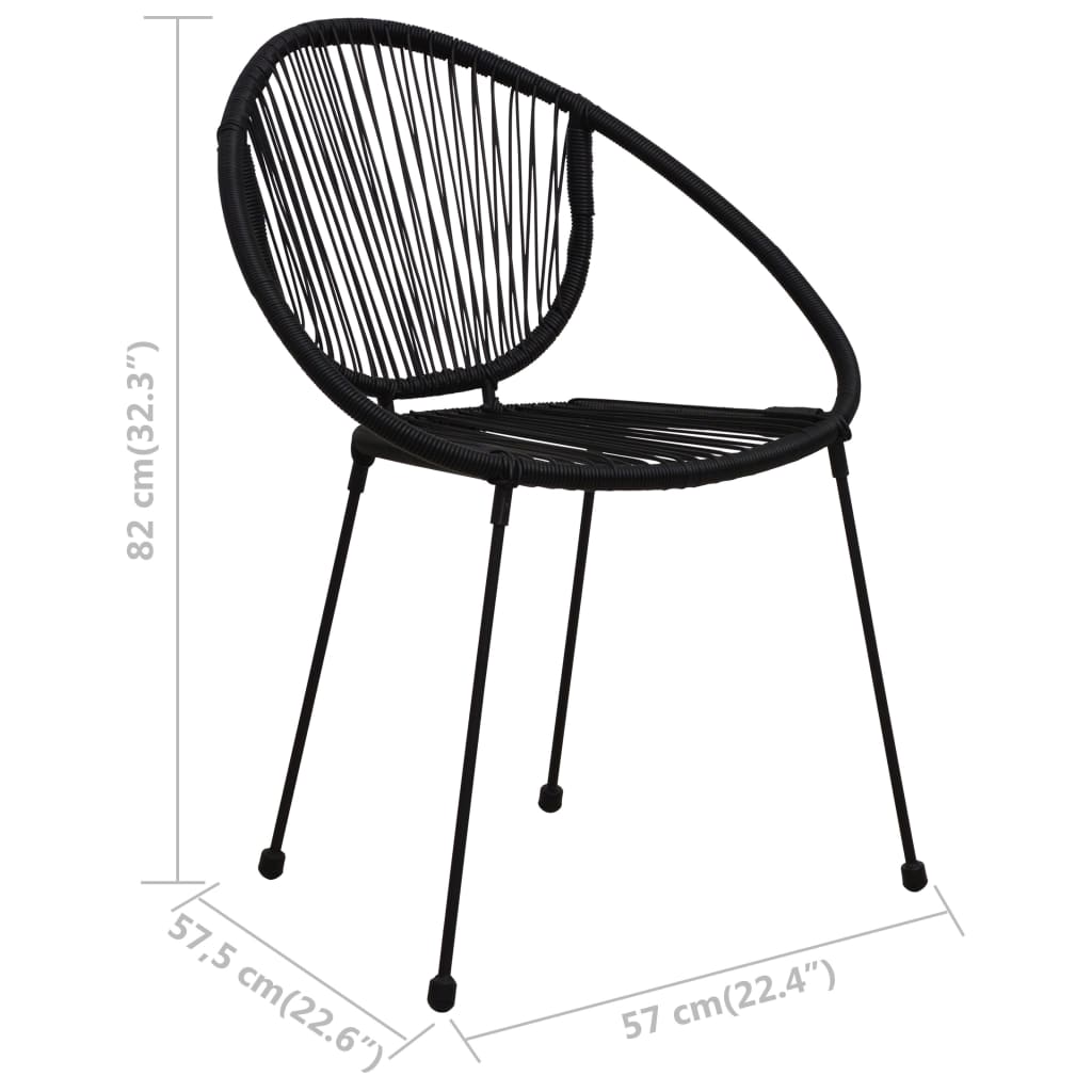 Sedie da Giardino 2 pz in Rattan PVC Nero