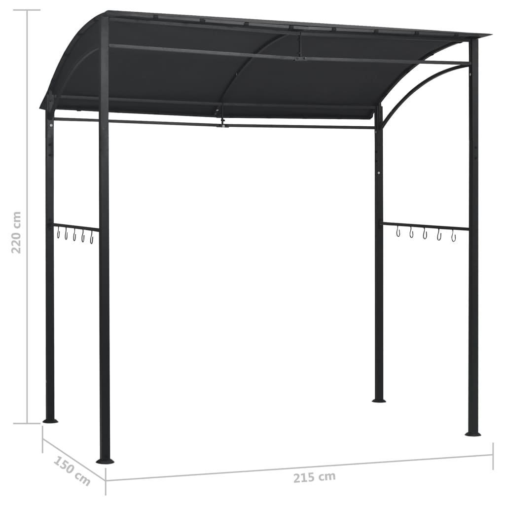 Gazebo per Barbecue 215x150x220 cm Antracite in Acciaio