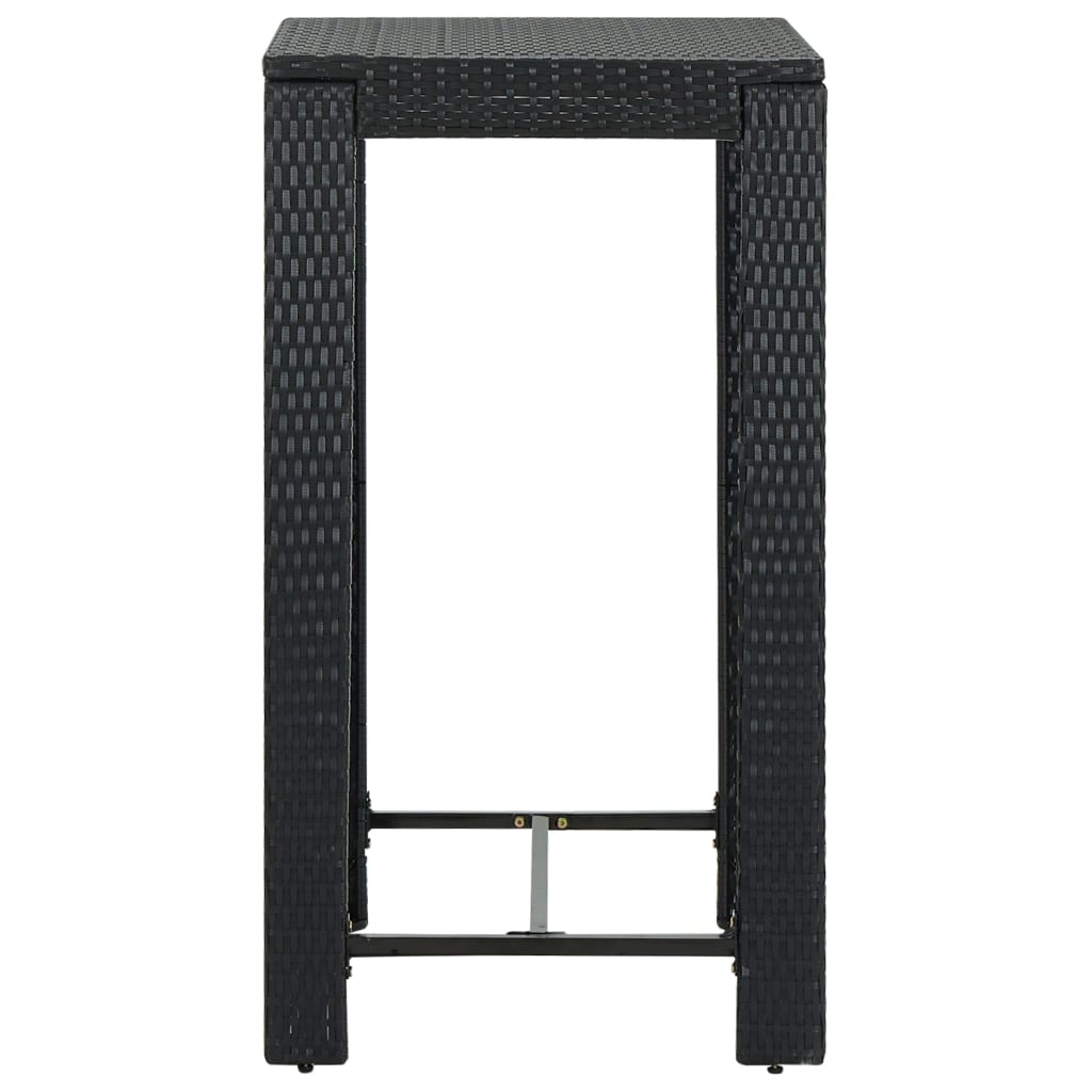 Tavolo da Bar da Giardino Nero 60,5x60,5x110,5 cm Polyrattan