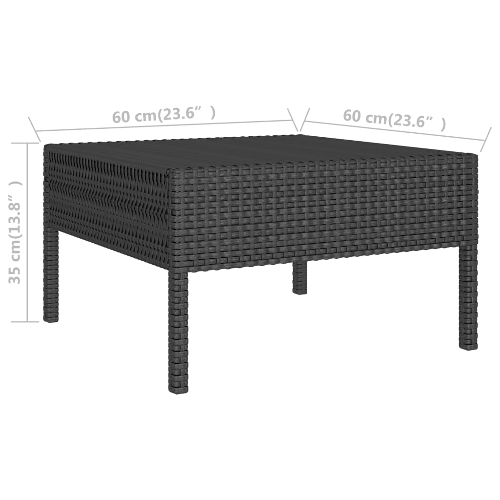 Set Divani da Giardino 3 pz con Cuscini in Polyrattan Nero