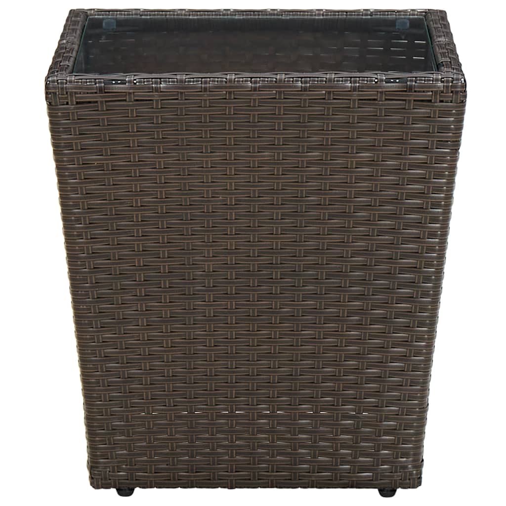 Tavolino Marrone 41,5x41,5x44cm in Polyrattan e Vetro Temperato